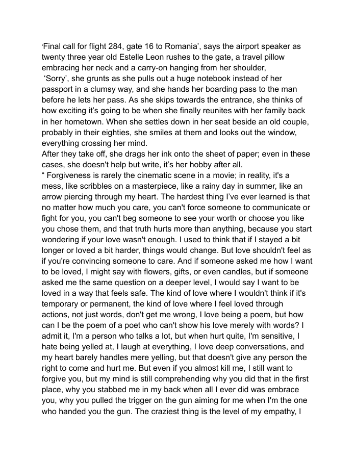 First page of a short story by Mariam Kaya