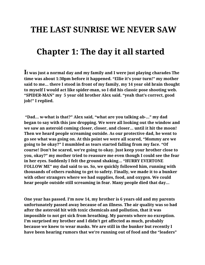 First page of The Last Sunrise We Never Saw
